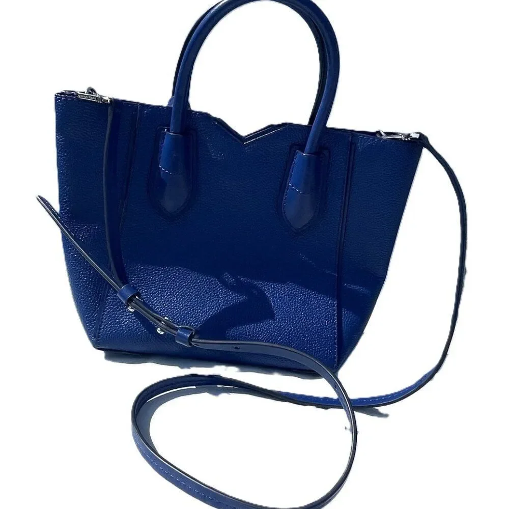 Michael Kors Leather Sapphire Small Mae Messenger Bag - Picture 6 of 12